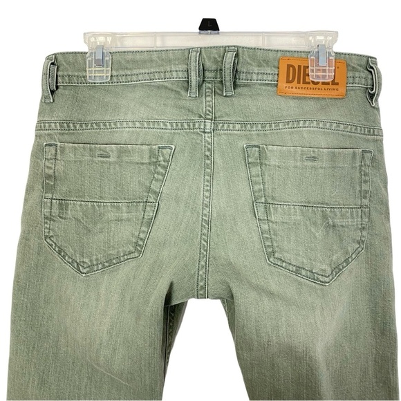 Diesel Thommer Slim Jeans Mens 30 Waist Green Denim Ankle Cropped Short Length - Picture 5 of 11